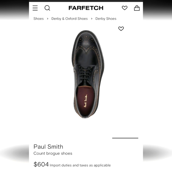 Paul Smith Elegant Black Brogue Dress Shoes  Purple Laces - Size 8 Uk Size 9 US - Picture 9 of 9